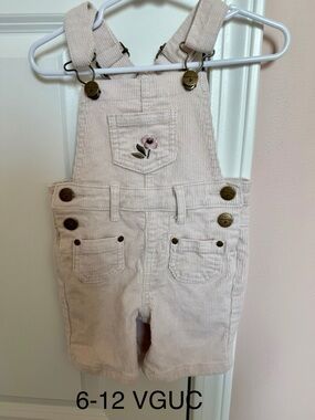 Jamie Kay Pale  Corduroy Overalls with Embroidered Flower